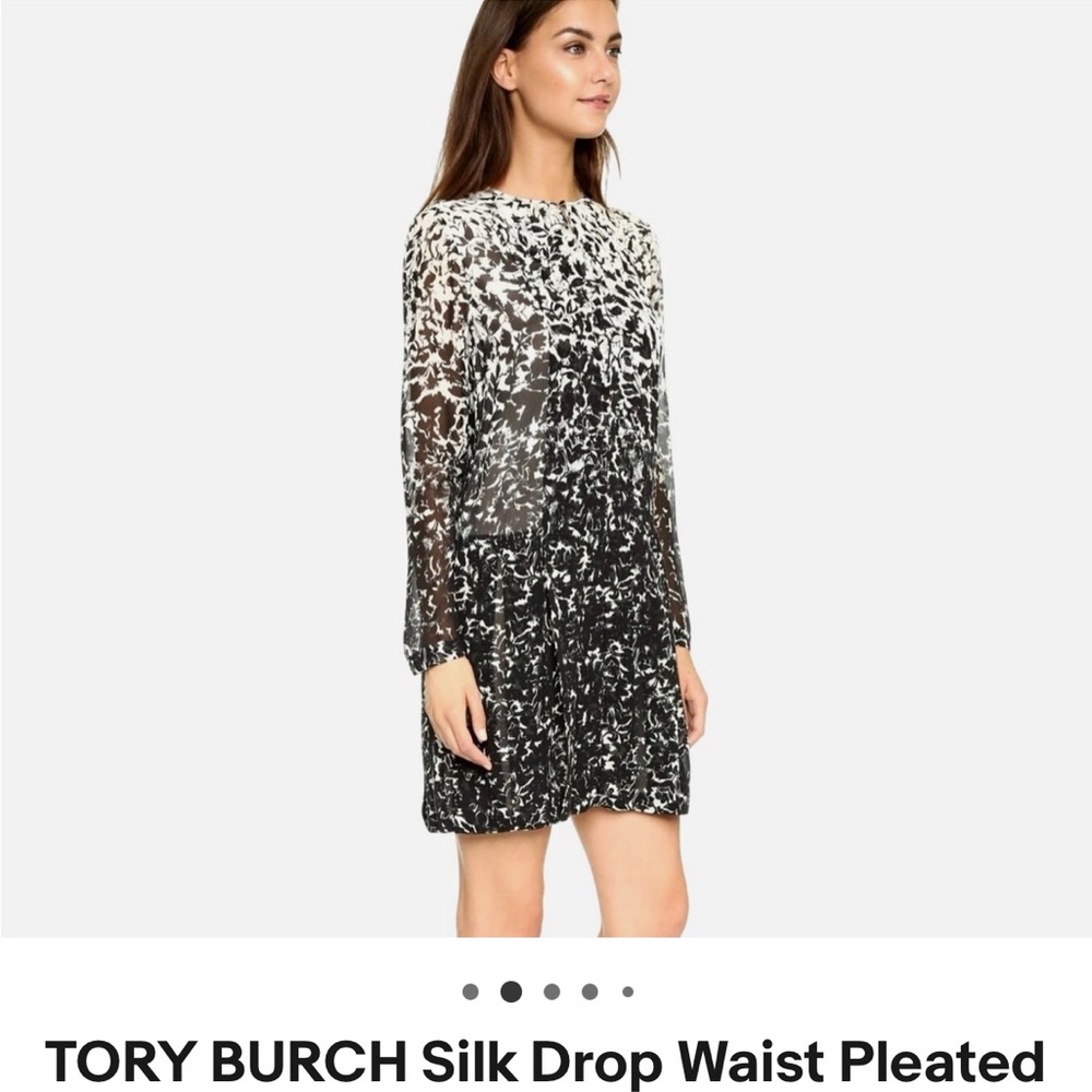 Tory Burch Black and White Long Sleeve Dress